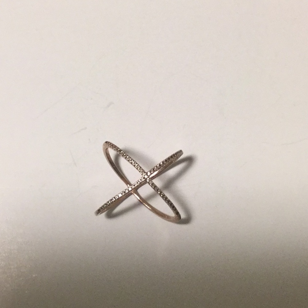 Rose gold diamond cross ring
